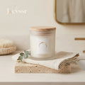 *Jxcvssr™ Minimalist Scented Candle with Wooden Lid, Frosted Glass Jar for Home, Bedroom & Bathroom Décor*