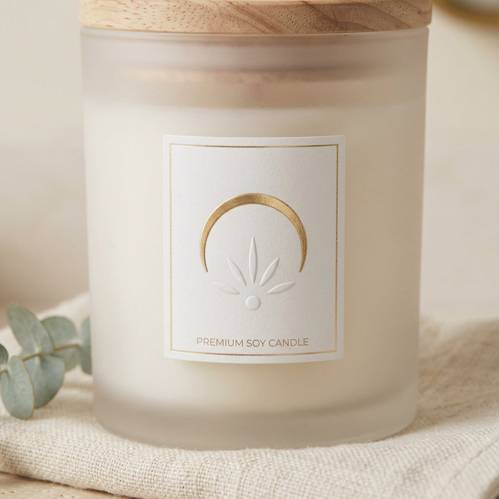 *Jxcvssr™ Minimalist Scented Candle with Wooden Lid, Frosted Glass Jar for Home, Bedroom & Bathroom Décor*