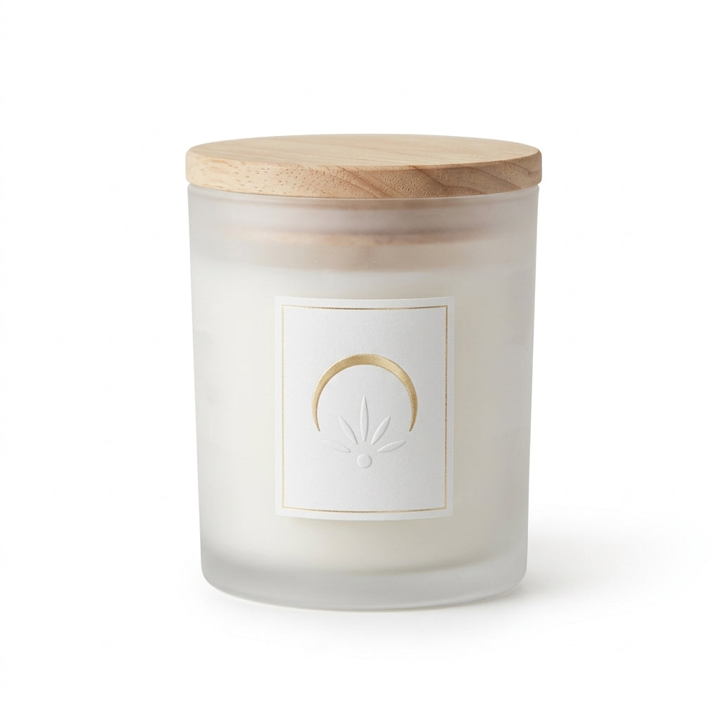 *Jxcvssr™ Minimalist Scented Candle with Wooden Lid, Frosted Glass Jar for Home, Bedroom & Bathroom Décor*