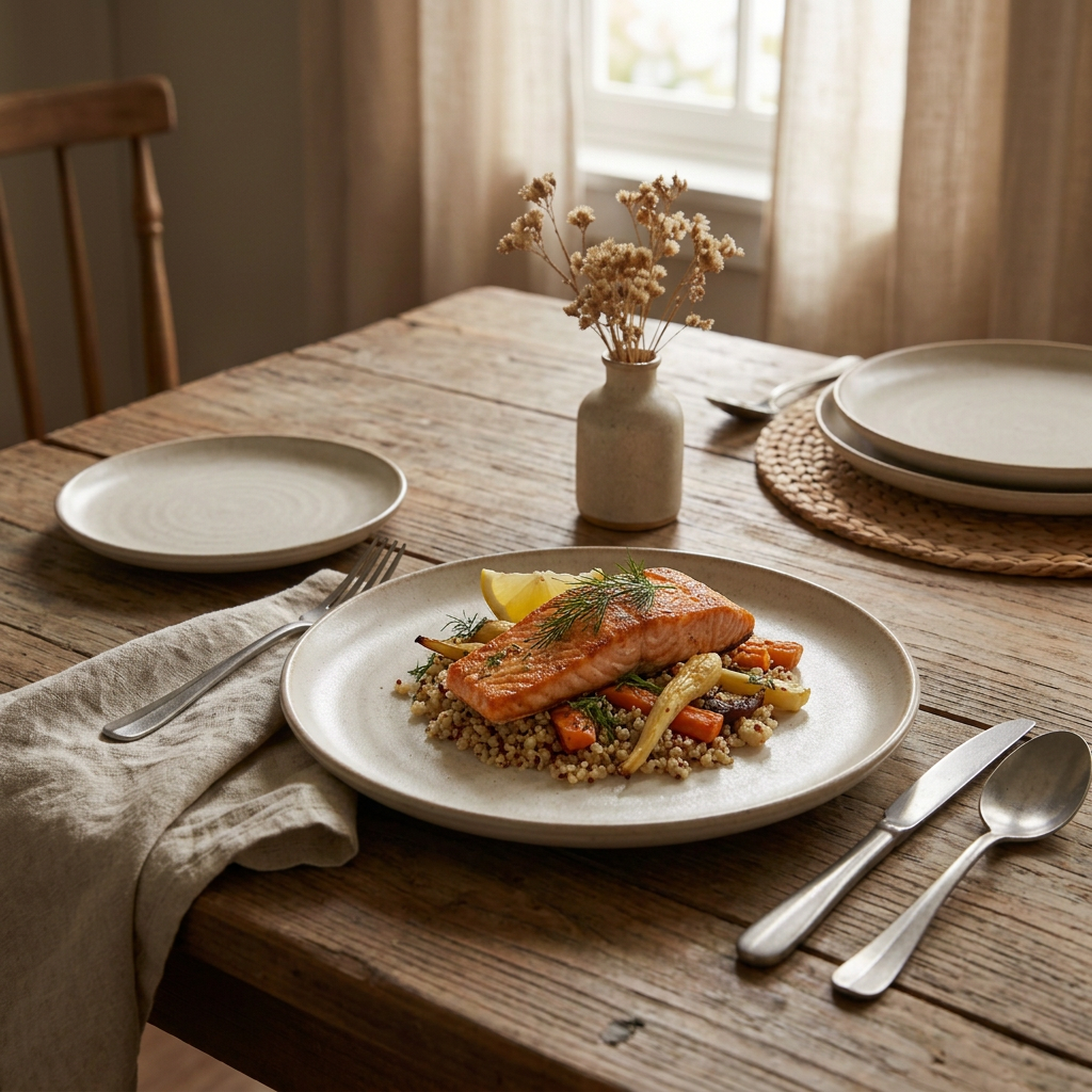 *Jxcvssr™ Neutral Stoneware Dinner Plates, Round Ceramic Plates with Handcrafted Texture for Everyday Dining*