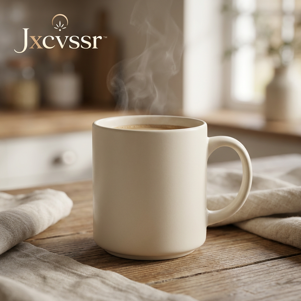 Jxcvssr™ Minimalist Ceramic Coffee Mug with Comfortable Handle, Neutral Cream Finish for Coffee, Tea, and Everyday Drinks