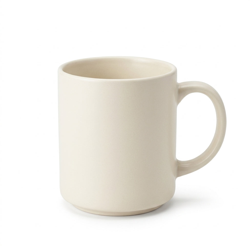 Jxcvssr™ Minimalist Ceramic Coffee Mug with Comfortable Handle, Neutral Cream Finish for Coffee, Tea, and Everyday Drinks
